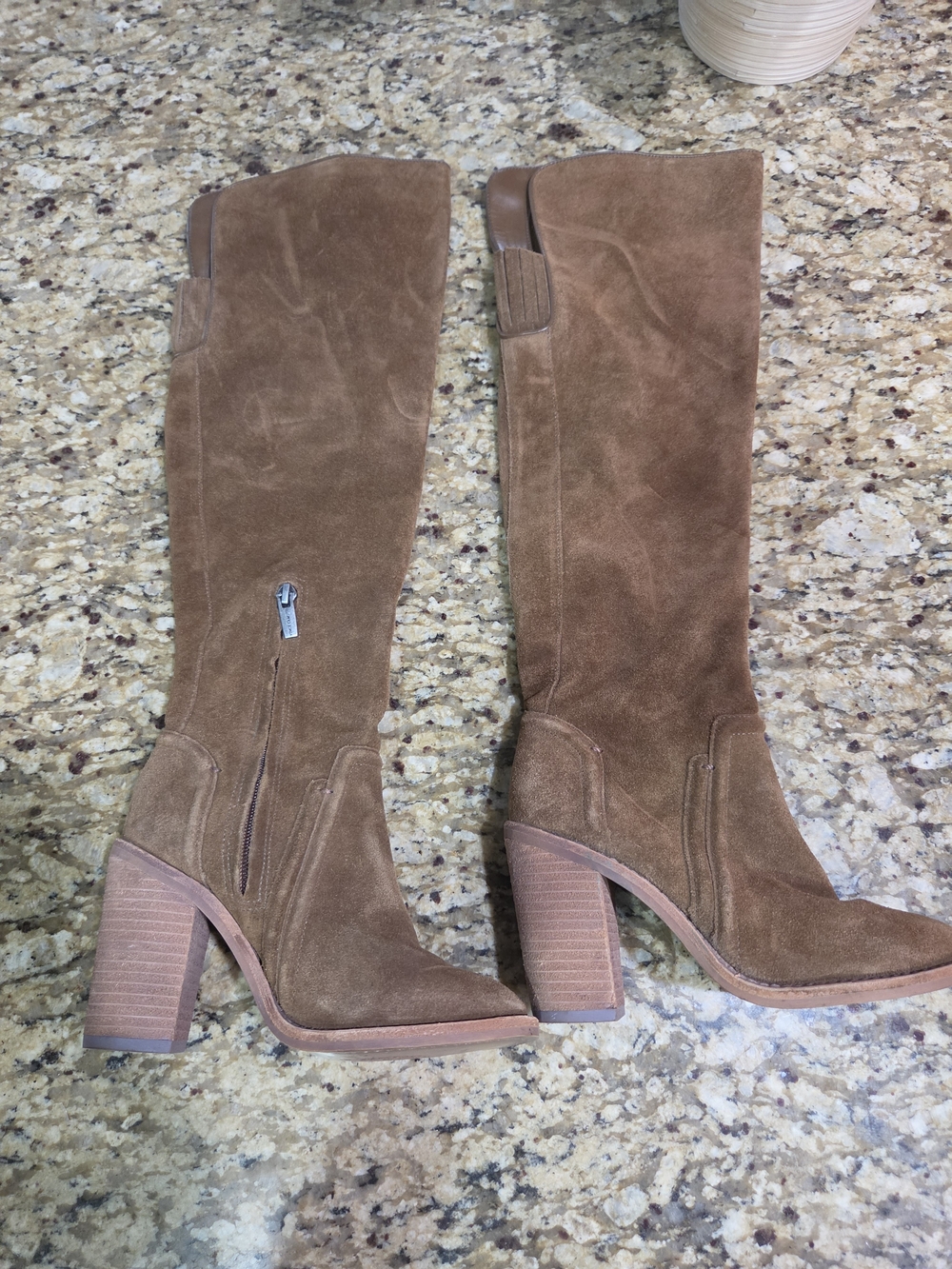 Vince Camuto Brown Suede Over-the-Knee Block Heel Boots